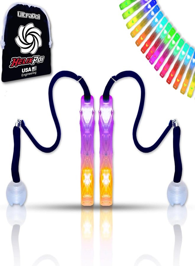 مجموعة UltraPoi HelixPoi بمقابض غير مضيئة بتقنية LED - أكثر من 70 وضعًا لونيًا - عصي إضاءة LED Poi مع حافظات متينة ناعمة وأربطة قابلة للتعديل - مثالية لعروض الفنون الحركية في المهرجانات الموسيقية والحفلات الصاخبة - Image 1